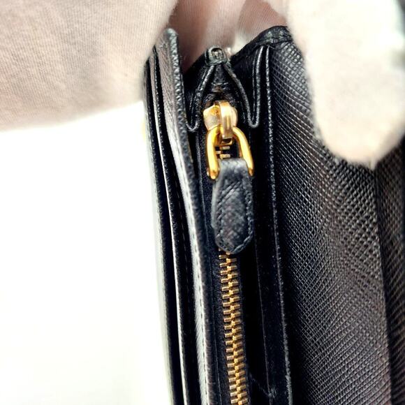 PRADA Saffiano Bow Continental Wallet Black 100% Authentic - Picture 12 of 16